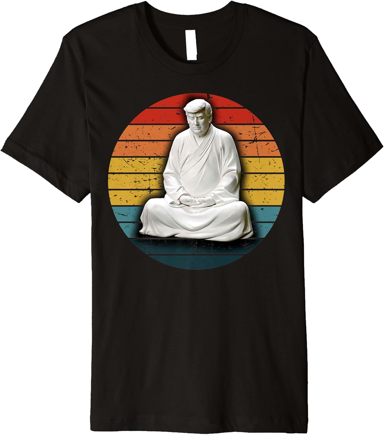 Chinese Vintage Style Trump Buddha statue Zen Funny Premium TShirt Clothing